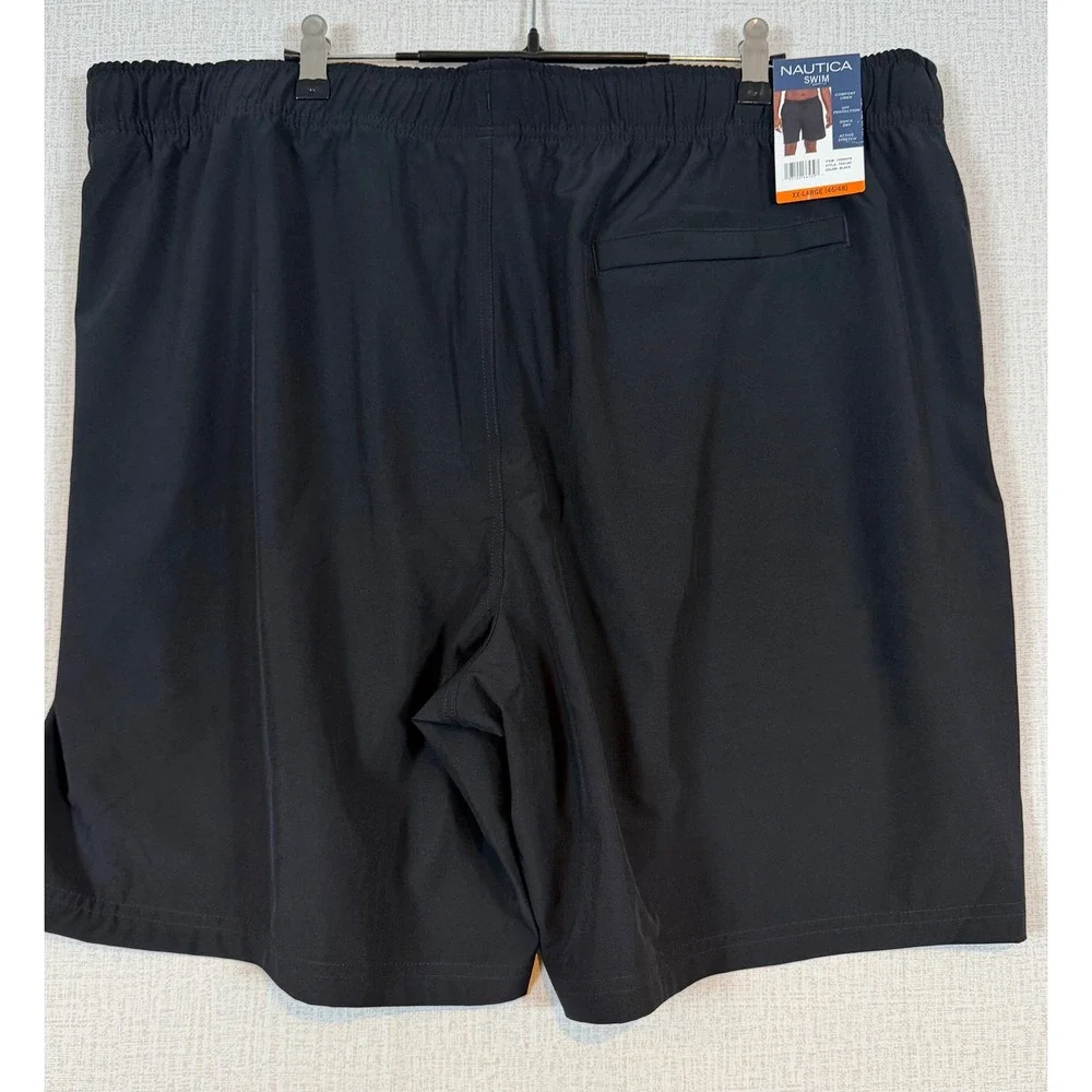 NWT Nautica Mens Swim Trunks Black Classic Fit 8.5 Inseam XXL Quick Dry Summer